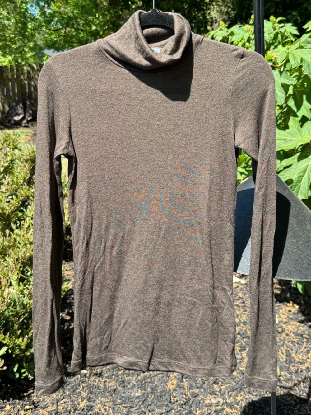 Vince Brown Turtleneck Top XS Modal Cashmere Blend Lightweight